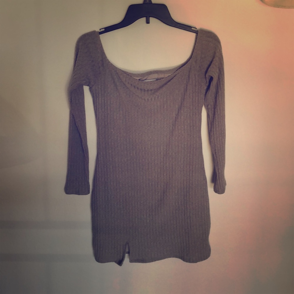 Privacy please Grey tight long sleeve dress